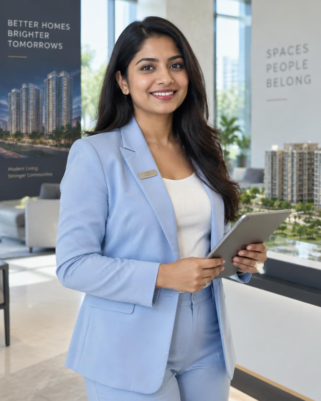 Real estate agent using the ManageXOne property CRM on a tablet
